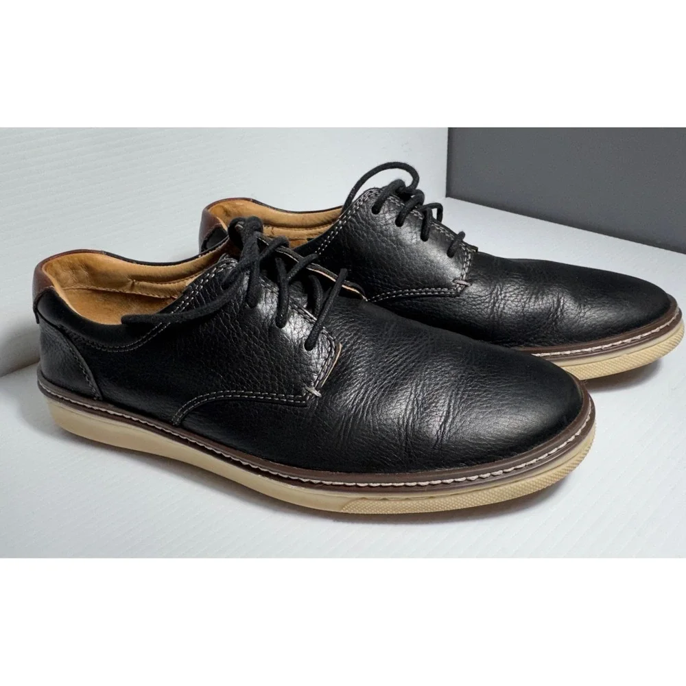 Johnston & Murphy J&M 1850 Mens Black Tumbled Leather Oxford Shoes 25-2641 8.5M